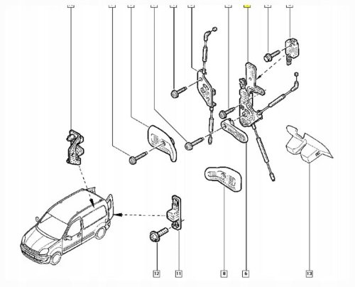 Zamek Drzwi Tył 7700354861 Kangoo Oryginał