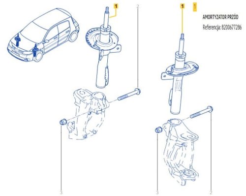 Amortyzator Przód Oryginał 8200677286 Megane 2 Sport