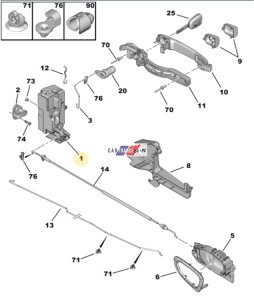 Zamek Drzwi Prawy Przód Oryg. 9136AA Peugeot 307