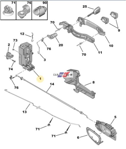 Zamek Drzwi Prawy Przód Oryg. 9136AA Peugeot 307