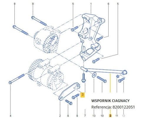 Wspornik Alternatora Renault 1,6 16V  8200122051