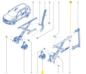 Mechanizm Szyby  Lewy Tył Renault Koleos 2 827214CA0A