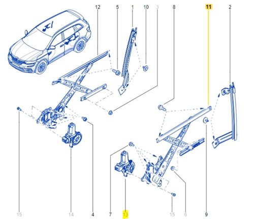 Mechanizm Szyby  Lewy Tył Renault Koleos 2 827214CA0A