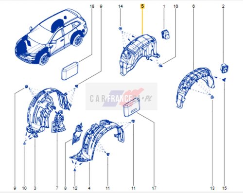 Nadkole Prawy Tył  767484506R OE Renault Koleos II 2019