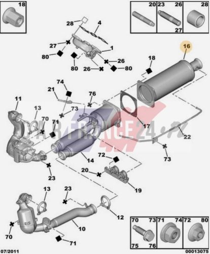 Filtr Cząstek Stałych  2.7HDI 174032 Reg. OE PSA Peugeot 407