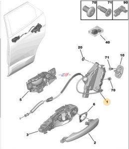 Zamek Drzwi 9823729080 Prawy Tył Nowy OE Citroen Peugeot 3008