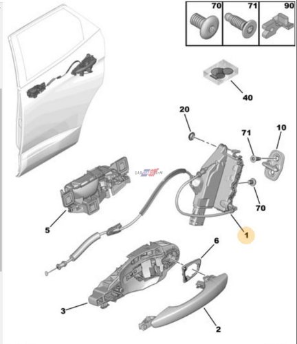 Zamek Drzwi 9823729080 Prawy Tył Nowy OE Citroen Peugeot 3008