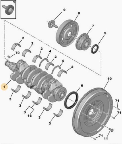  Wał Korbowy 9800993080 1.6 e-HDI 8v 9H05 9H06  Citroen Peugeot Volvo Ford