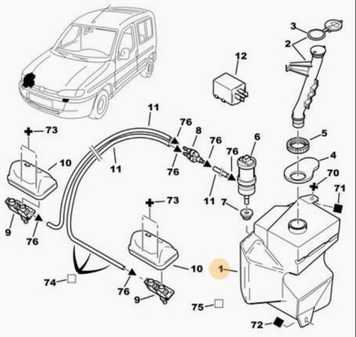 Zbiornik Spryskiwaczy 6431A7 Citroen Berlingo 1, Peugeot Partner 1 Oryginał