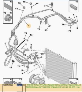 Przewód Klimatyzacji 9823533980 Nowy OE Citroen Peugeot 208
