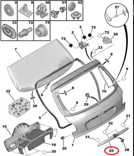 Listwa Klapy Oryginał Peugeot 206 Kombi 8742E3