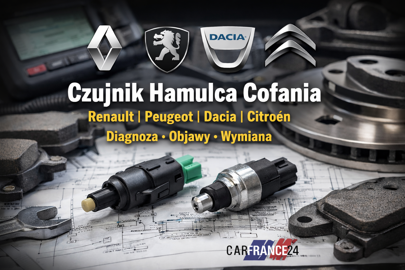 Czujnik hamulca cofania Renault Peugeot Dacia Citroën – objawy, działanie i wymiana