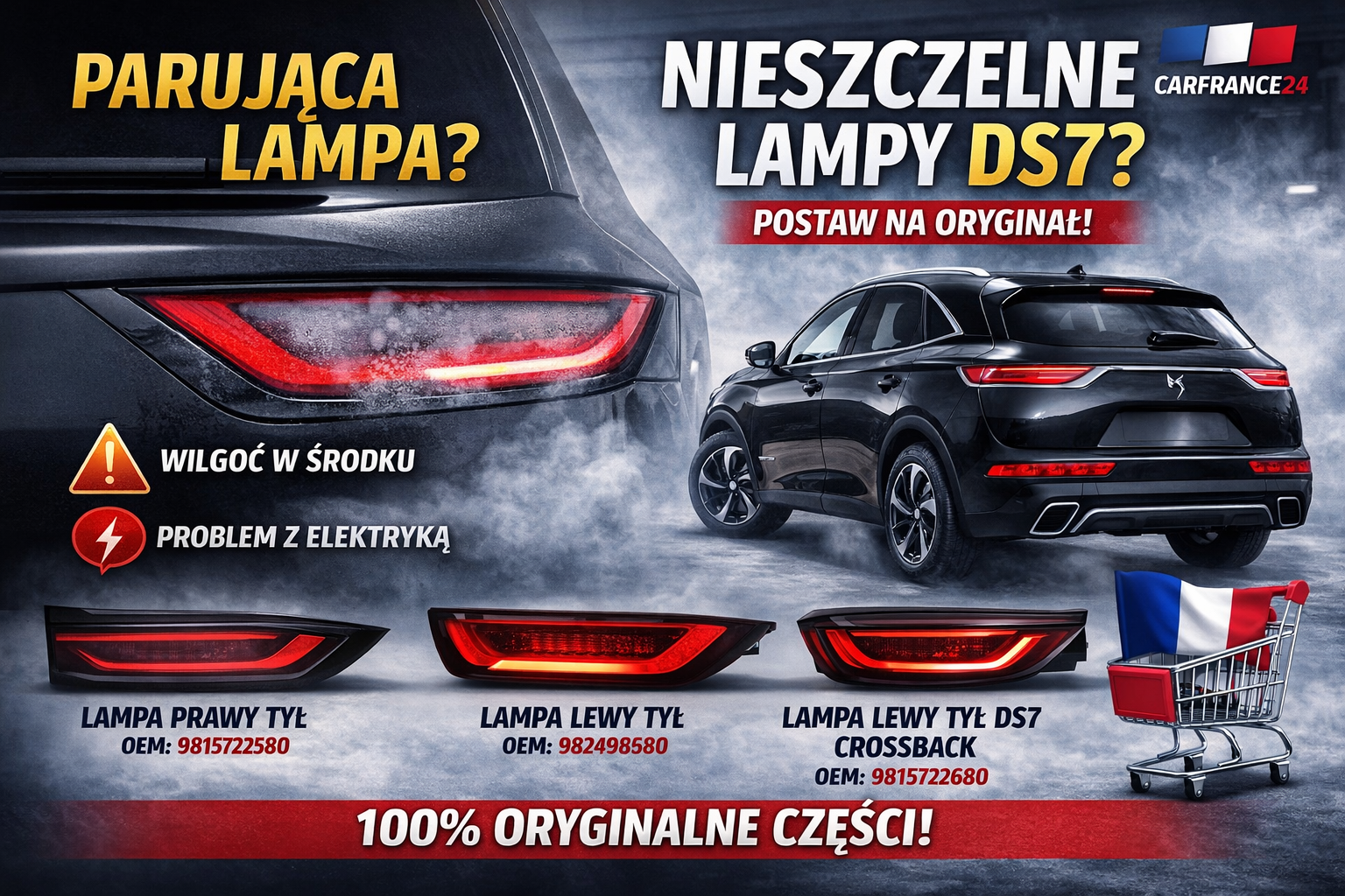Nieszczelna lampa tylna DS7 – problem i skuteczne rozwiązanie (ekologiczny klej)